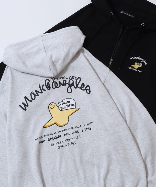 Mark Gonzales（マーク・ゴンザレス）の「MARK GONZALES ARTWORK COLLECTION/マークゴンザレス 別注 ワンポイント刺繍 バックプリント 袖プリント オーバーサイズ 裏毛 フルジップパーカー フーディー レディース メンズ（パーカー・メンズ・アッシュグレー/ブラック/グレー系その他2/グレー系その他/ブラック系その他/グレー・M/L/XL）」の14枚目の写真