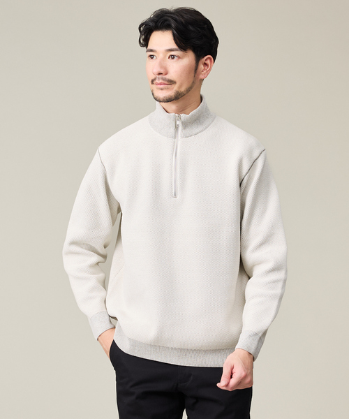 ABAHOUSE GRAY（アバハウスグレイ）の「ダブルフェイス モールカノコ ハーフジップニット（ニット/セーター・メンズ・ブラック/ライトベージュ/グレー/オフホワイト・46/48）」の2枚目の写真