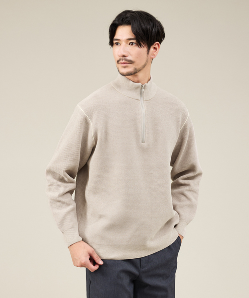 ABAHOUSE GRAY（アバハウスグレイ）の「ダブルフェイス モールカノコ ハーフジップニット（ニット/セーター・メンズ・ブラック/ライトベージュ/グレー/オフホワイト・46/48）」の17枚目の写真