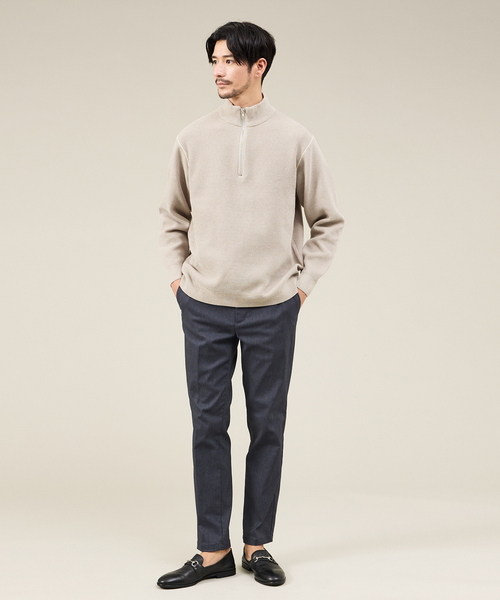 ABAHOUSE GRAY（アバハウスグレイ）の「ダブルフェイス モールカノコ ハーフジップニット（ニット/セーター・メンズ・ブラック/ライトベージュ/グレー/オフホワイト・46/48）」の18枚目の写真