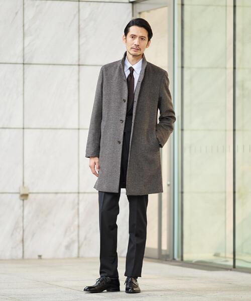 TAKEO KIKUCHI（タケオキクチ）の「カシミヤブレンド ビーバー調ピンヘッドスタンドカラーコート（その他アウター・メンズ・ブラウン系その他5/チャコール・01/05/04/03/02）」の5枚目の写真