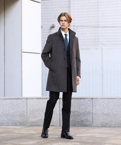 TAKEO KIKUCHI（タケオキクチ）の「カシミヤブレンド ビーバー調ピンヘッドスタンドカラーコート（その他アウター・メンズ・ブラウン系その他5/チャコール・01/05/04/03/02）」の7枚目の写真