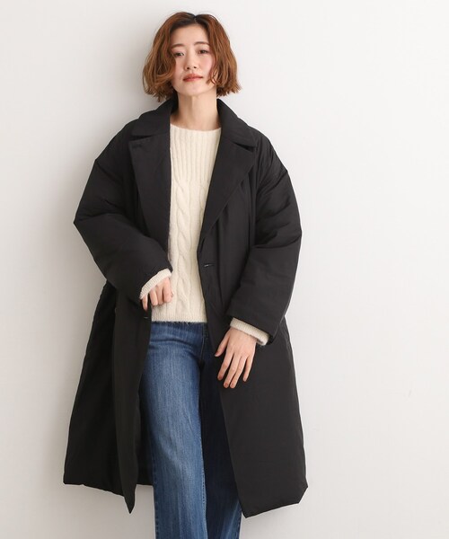 grove（グローブ）の「すっきり見え、ステッチレス中綿コート（その他アウター・レディース・アイボリー系1/ブラック・02/01/03/04/05）」の9枚目の写真