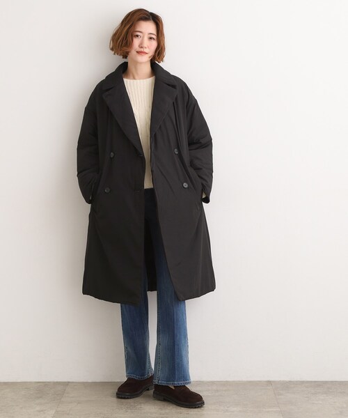 grove（グローブ）の「すっきり見え、ステッチレス中綿コート（その他アウター・レディース・アイボリー系1/ブラック・02/01/03/04/05）」の10枚目の写真