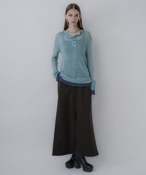 HARE（ハレ）の「シアーレイヤードニット(HARE)（ニット/セーター・レディース・ブラック/スカイブルー・FREE）」の6枚目の写真