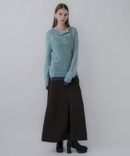 HARE（ハレ）の「シアーレイヤードニット(HARE)（ニット/セーター・レディース・ブラック/スカイブルー・FREE）」の5枚目の写真