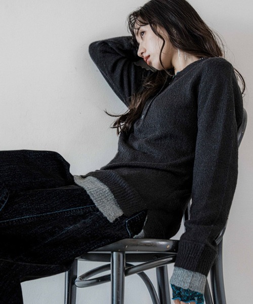 HARE（ハレ）の「シアーレイヤードニット(HARE)（ニット/セーター・レディース・ブラック/スカイブルー・FREE）」の22枚目の写真