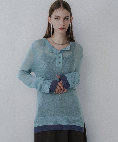 HARE（ハレ）の「シアーレイヤードニット(HARE)（ニット/セーター・レディース・ブラック/スカイブルー・FREE）」の21枚目の写真