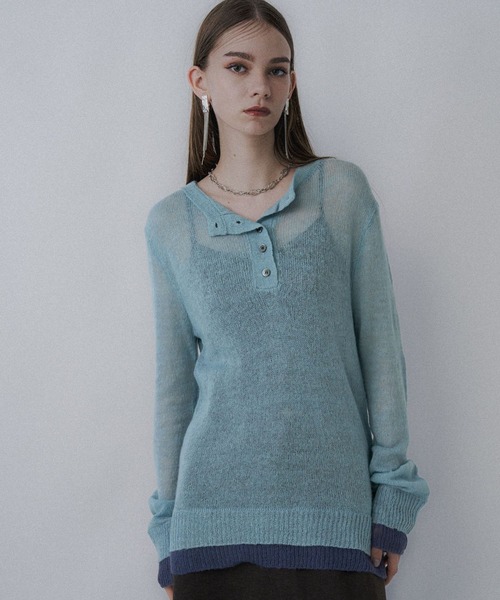 HARE（ハレ）の「シアーレイヤードニット(HARE)（ニット/セーター・レディース・ブラック/スカイブルー・FREE）」の20枚目の写真