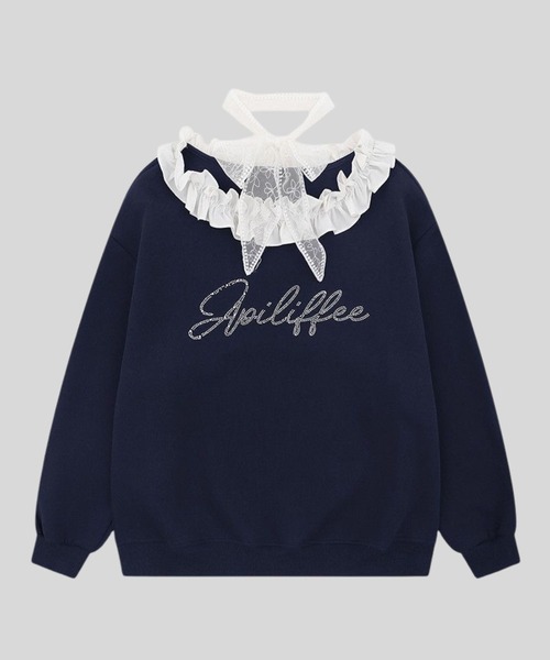 SPIGA（スピーガ）の「ﾌﾘﾙﾓﾁｰﾌｵﾌｼｮﾙｽｳｪｯﾄ（スウェット・レディース・ネイビー/グレー・MEDIUM/LARGE/X-LARGE）」の2枚目の写真