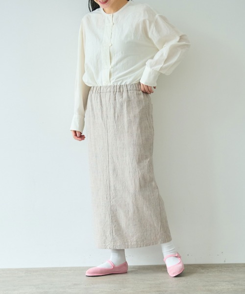 yuni(ユニ )の「slab nep tweed I line tight スカート(スカート・レディース・ベージュ/グレー・FREE)」の1枚目の写真