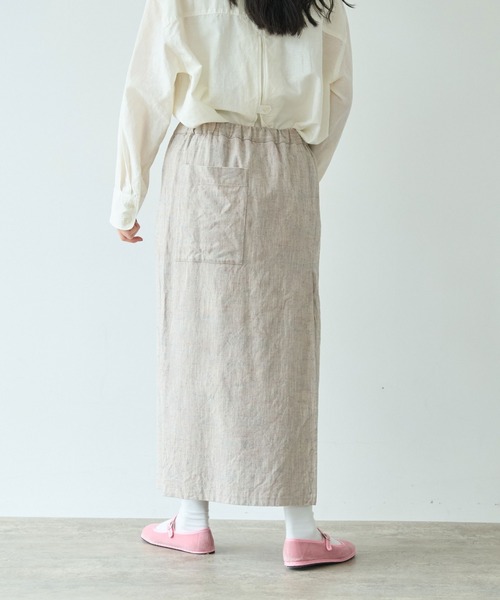 yuni(ユニ )の「slab nep tweed I line tight スカート(スカート・レディース・ベージュ/グレー・FREE)」の3枚目の写真