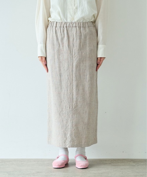 yuni(ユニ )の「slab nep tweed I line tight スカート(スカート・レディース・ベージュ/グレー・FREE)」の4枚目の写真
