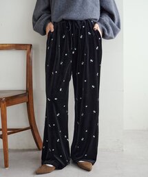 【WEB限定】ベロア刺繍イージーパンツ