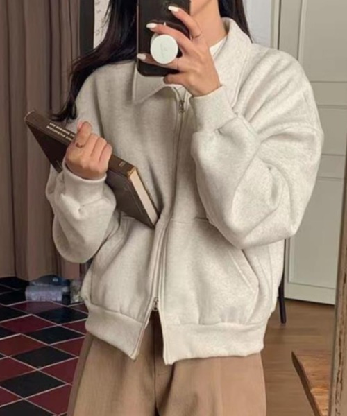 semplice(センプリチェ)の「スウェット【韓国ファッション】(その他アウター・レディース・ライトグレー/ネイビー・F)」の11枚目の写真