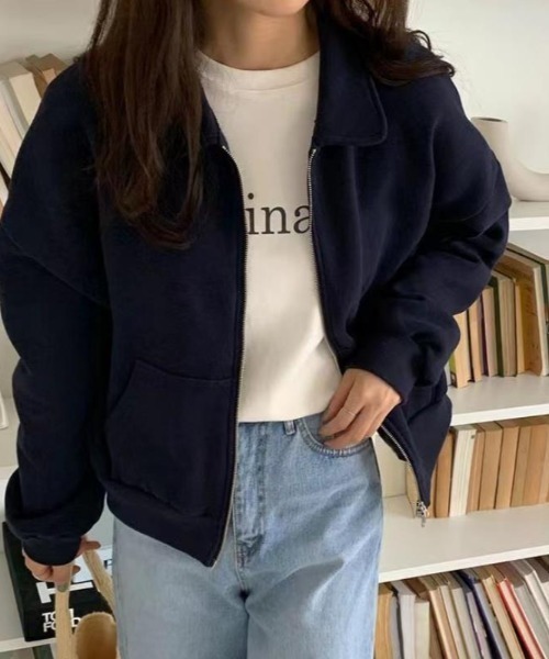 semplice(センプリチェ)の「スウェット【韓国ファッション】(その他アウター・レディース・ライトグレー/ネイビー・F)」の5枚目の写真