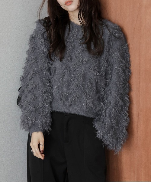 AMELY(エミリー)の「フリンジデザインニットプルオーバー(ニット/セーター・レディース・ベージュ/ブラック/テラコッタ/グレー・フリー)」の12枚目の写真