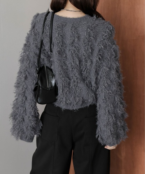 AMELY(エミリー)の「フリンジデザインニットプルオーバー(ニット/セーター・レディース・ベージュ/ブラック/テラコッタ/グレー・フリー)」の15枚目の写真