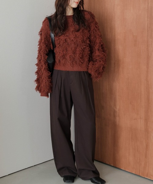 AMELY(エミリー)の「フリンジデザインニットプルオーバー(ニット/セーター・レディース・ベージュ/ブラック/テラコッタ/グレー・フリー)」の17枚目の写真