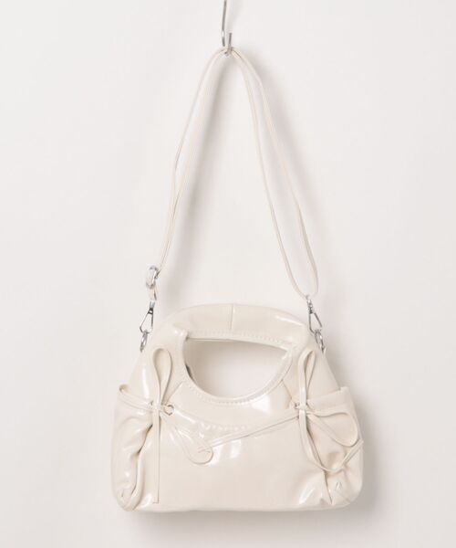 HOOK(フック)の「HOOK for girls 2WAY リボンデザイン フェイクレザー バッグ(ハンドバッグ・レディース・ブラック/アイボリー/ピンク/レッド・FREE)」の9枚目の写真