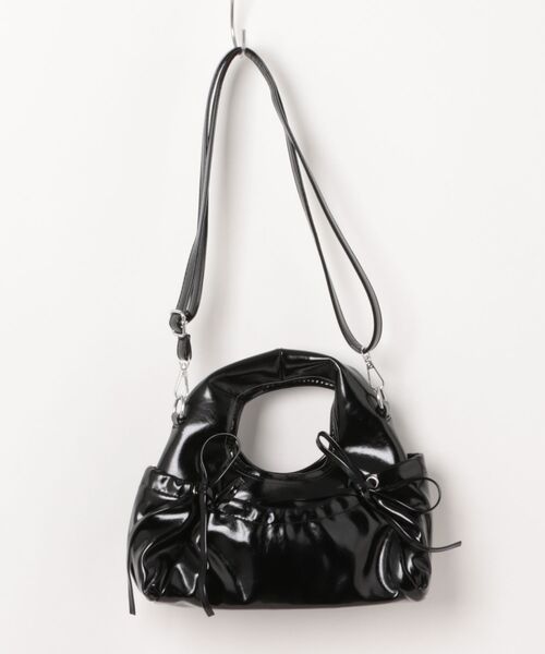 HOOK(フック)の「HOOK for girls 2WAY リボンデザイン フェイクレザー バッグ(ハンドバッグ・レディース・ブラック/アイボリー/ピンク/レッド・FREE)」の10枚目の写真