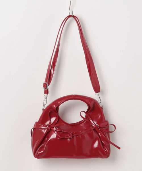 HOOK(フック)の「HOOK for girls 2WAY リボンデザイン フェイクレザー バッグ(ハンドバッグ・レディース・ブラック/アイボリー/ピンク/レッド・FREE)」の12枚目の写真