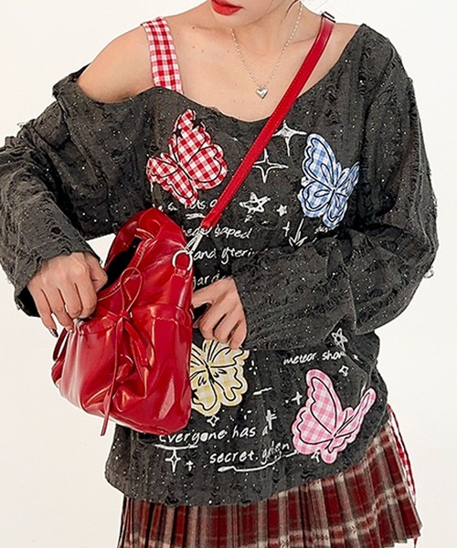 HOOK(フック)の「HOOK for girls 2WAY リボンデザイン フェイクレザー バッグ(ハンドバッグ・レディース・ブラック/アイボリー/ピンク/レッド・FREE)」の13枚目の写真