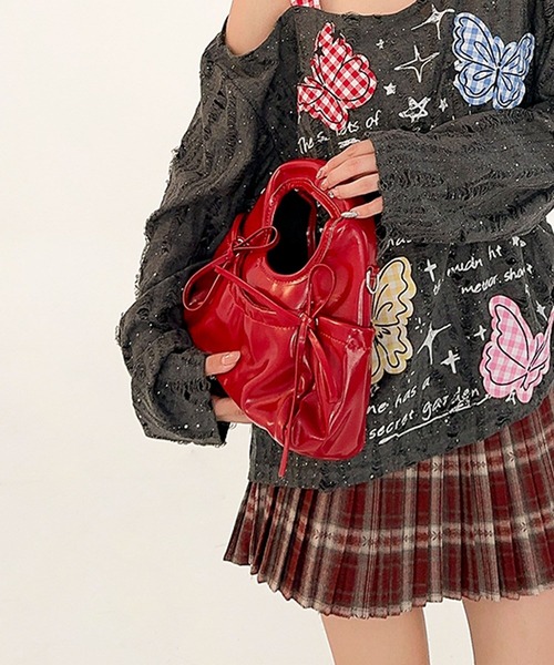 HOOK(フック)の「HOOK for girls 2WAY リボンデザイン フェイクレザー バッグ(ハンドバッグ・レディース・ブラック/アイボリー/ピンク/レッド・FREE)」の15枚目の写真