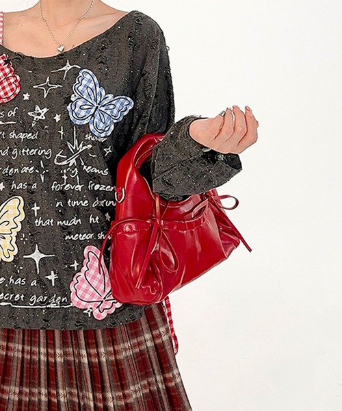 HOOK(フック)の「HOOK for girls 2WAY リボンデザイン フェイクレザー バッグ(ハンドバッグ・レディース・ブラック/アイボリー/ピンク/レッド・FREE)」の17枚目の写真