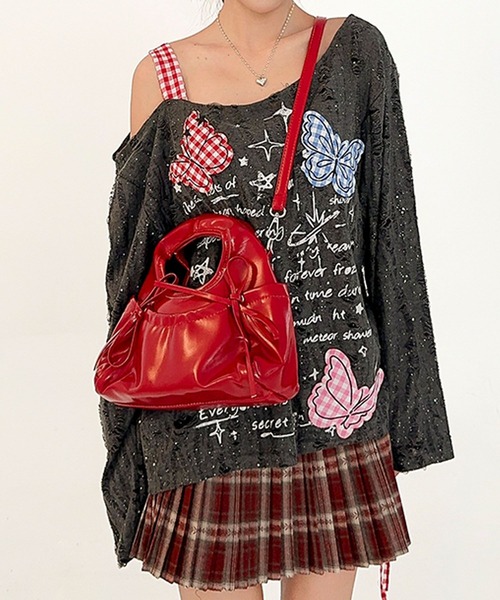 HOOK(フック)の「HOOK for girls 2WAY リボンデザイン フェイクレザー バッグ(ハンドバッグ・レディース・ブラック/アイボリー/ピンク/レッド・FREE)」の18枚目の写真