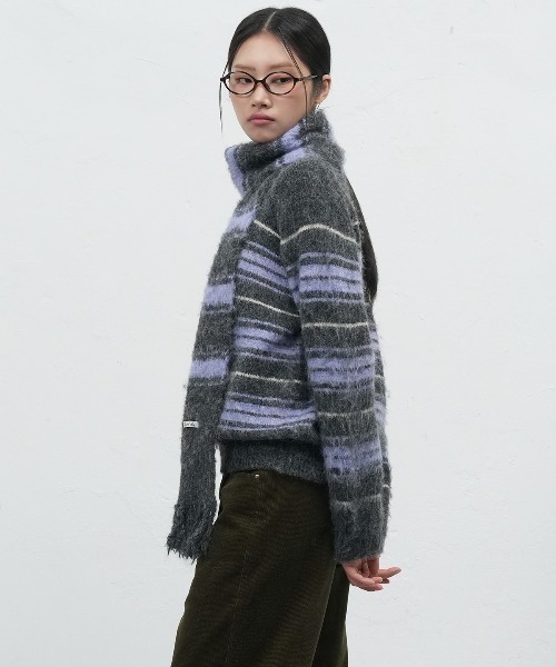 GENERAL IDEA】ヘアリーボーダーマフラー / HAREY STRIPE MUFFLER