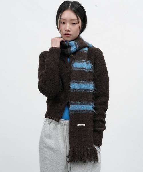 GENERAL IDEA】ヘアリーボーダーマフラー / HAREY STRIPE MUFFLER