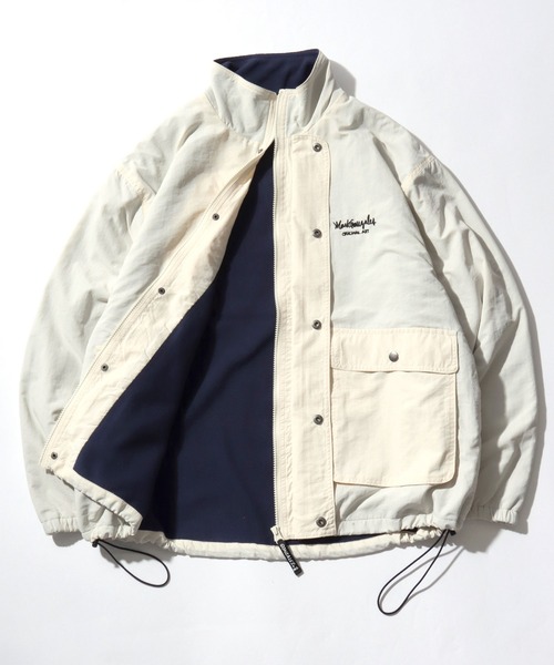 Mark Gonzales（マーク・ゴンザレス）の「2025AW Mark Gonzales/マークゴンザレス ナイロン 裏フリース ワンポイント刺繍 スタンドブルゾン（ブルゾン・メンズ・ネイビー/アイボリー/ブラック・M/L/XL）」の2枚目の写真