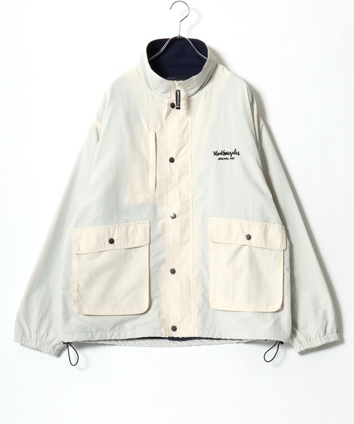 Mark Gonzales（マーク・ゴンザレス）の「2025AW Mark Gonzales/マークゴンザレス ナイロン 裏フリース ワンポイント刺繍 スタンドブルゾン（ブルゾン・メンズ・ネイビー/アイボリー/ブラック・M/L/XL）」の4枚目の写真