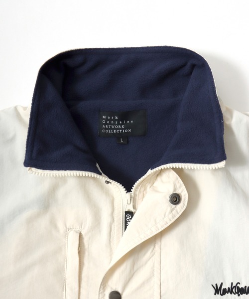 Mark Gonzales（マーク・ゴンザレス）の「2025AW Mark Gonzales/マークゴンザレス ナイロン 裏フリース ワンポイント刺繍 スタンドブルゾン（ブルゾン・メンズ・ネイビー/アイボリー/ブラック・M/L/XL）」の20枚目の写真