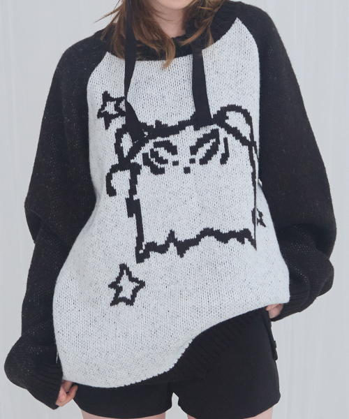 FANCY CLUB（ファンシークラブ）の「[FANCY x DUSTY] オーバーサイズ カラーブロック プルオーバーニット (ブラック) F25NM1007（ニット/セーター・レディース・ブラック・FREE）」の2枚目の写真