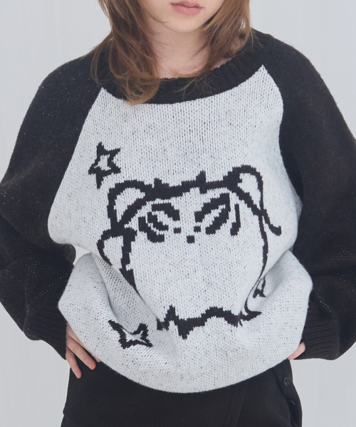 FANCY CLUB（ファンシークラブ）の「[FANCY x DUSTY] オーバーサイズ カラーブロック プルオーバーニット (ブラック) F25NM1007（ニット/セーター・レディース・ブラック・FREE）」の3枚目の写真