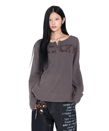 Waffle Henry Neck Long Sleeve (Brown)