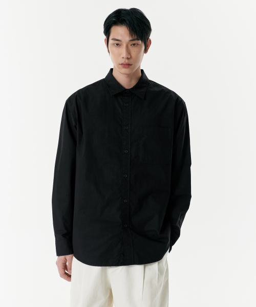 MUSINSA STANDARD（ムシンサスタンダード）の「リラックスドウォッシュドポプリンシャツ[ブラック]（シャツ/ブラウス・メンズ・その他・SMALL/MEDIUM/LARGE/X-LARGE/XX-LARGE）」の9枚目の写真