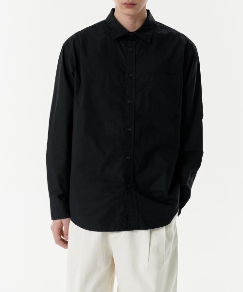 MUSINSA STANDARD（ムシンサスタンダード）の「リラックスドウォッシュドポプリンシャツ[ブラック]（シャツ/ブラウス・メンズ・その他・SMALL/MEDIUM/LARGE/X-LARGE/XX-LARGE）」の10枚目の写真