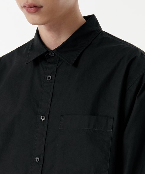 MUSINSA STANDARD（ムシンサスタンダード）の「リラックスドウォッシュドポプリンシャツ[ブラック]（シャツ/ブラウス・メンズ・その他・SMALL/MEDIUM/LARGE/X-LARGE/XX-LARGE）」の3枚目の写真