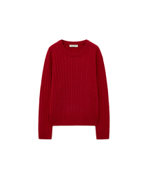 SIKN2153 パレットウールケーブルニット_Red