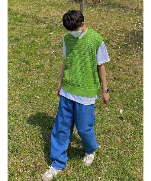 TOFFEE(トフィー)の「SL01 サマー デニム ワイドパンツ (ライトブルー)(デニムパンツ・メンズ・その他・SMALL/MEDIUM/LARGE/X-LARGE)」の9枚目の写真