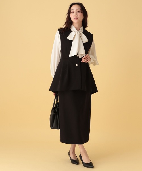 Elura（エルーラ）の「≪入卒/セレモニー/通勤≫ボウタイ2WAYブラウス/612479（シャツ/ブラウス・レディース・ホワイト/ネイビー・FREE）」の3枚目の写真