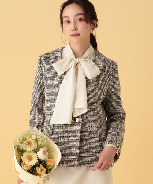 Elura（エルーラ）の「≪入卒/セレモニー/通勤≫ボウタイ2WAYブラウス/612479（シャツ/ブラウス・レディース・ホワイト/ネイビー・FREE）」の4枚目の写真