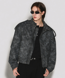 SHERIFF DOUBLE POCKET LEATHER JUMPER BLACK