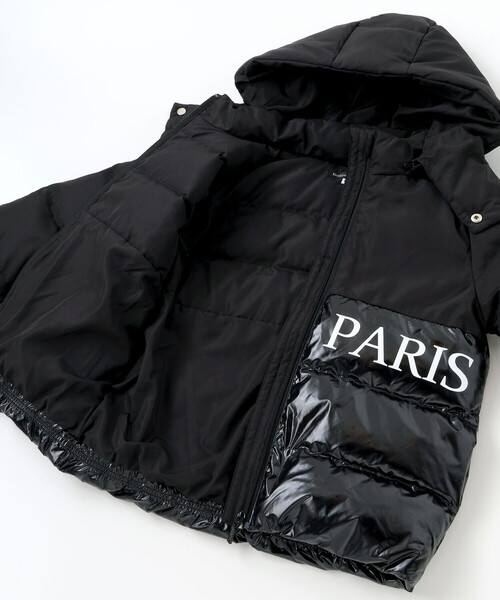 BeBe（ベベ）の「【撥水加工】タフタ切り替えロゴプリントフード中綿コート（ダウンジャケット/コート・キッズ・ブラック・130cm/120cm/110cm/100cm/140cm/150cm）」の14枚目の写真