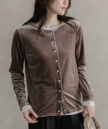 高身長 ベロアカーディガン(セットアップ対応)(トールサイズ)Essenave