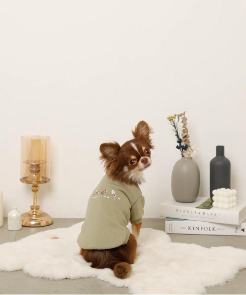 moncheri（モンシェリ）の「宇宙柄刺繍トップス（ペットウェア・レディース・カーキ/ネイビー・S/M/L/XL）」の17枚目の写真