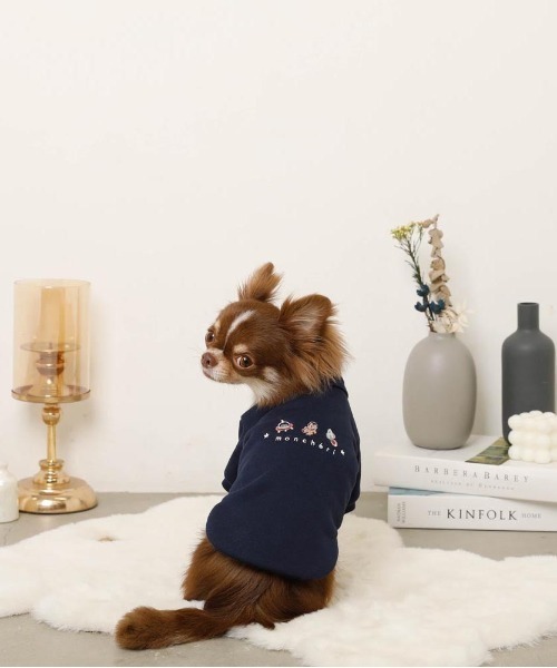 moncheri（モンシェリ）の「宇宙柄刺繍トップス（ペットウェア・レディース・カーキ/ネイビー・S/M/L/XL）」の12枚目の写真